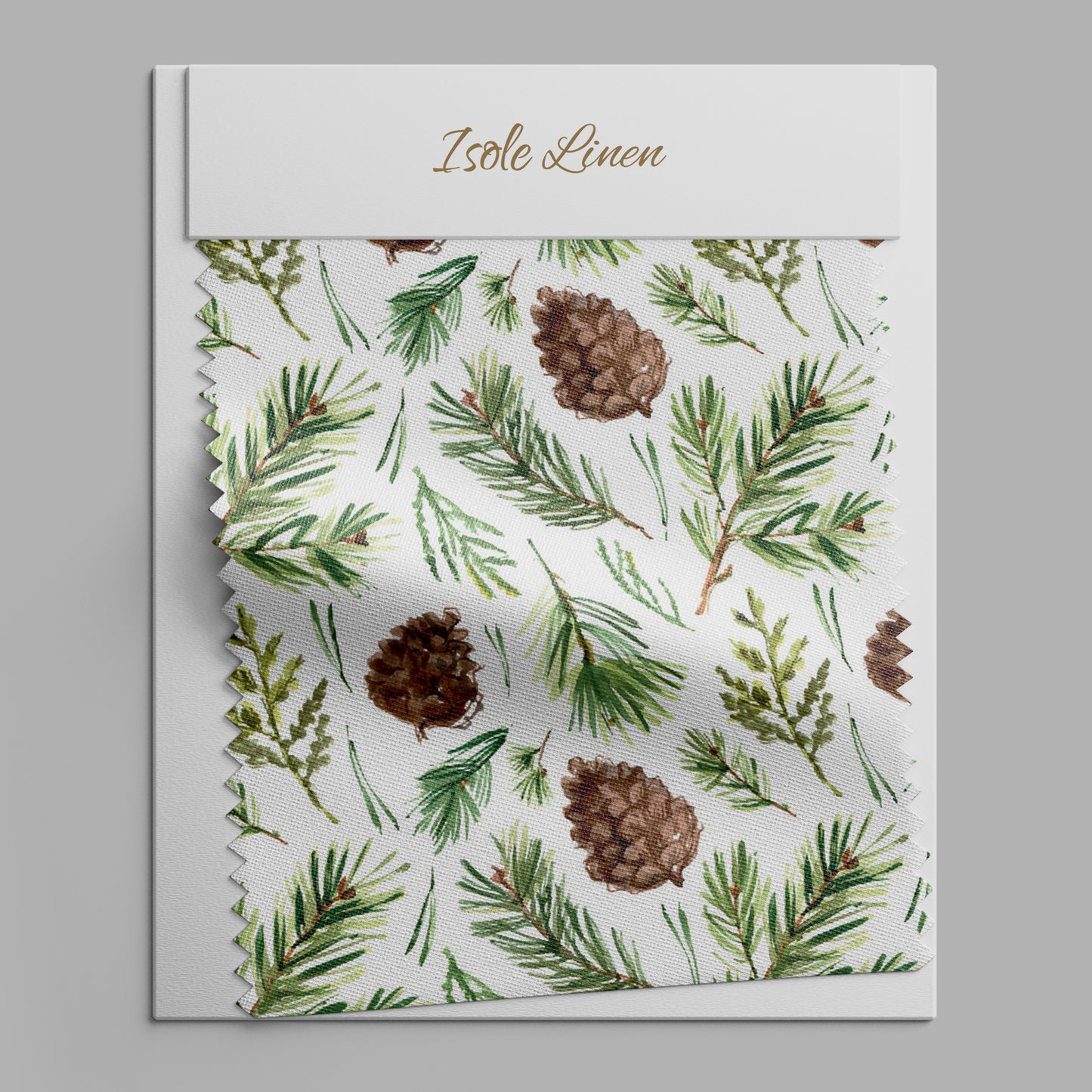 Christmas Print Linen By The Yard or Meter, Vintage Pinecones Print Linen Fabric For Bedding, Curtains, Clothing & Upholstery