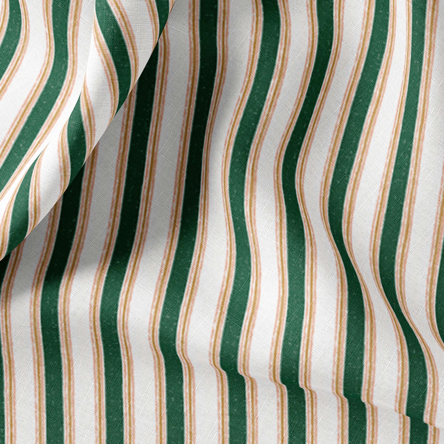 Striped Print Linen By The Yard or Meter, French Farmhouse Stripe Print Linen Fabric For Clothing, Bedding, Curtains & Upholstery