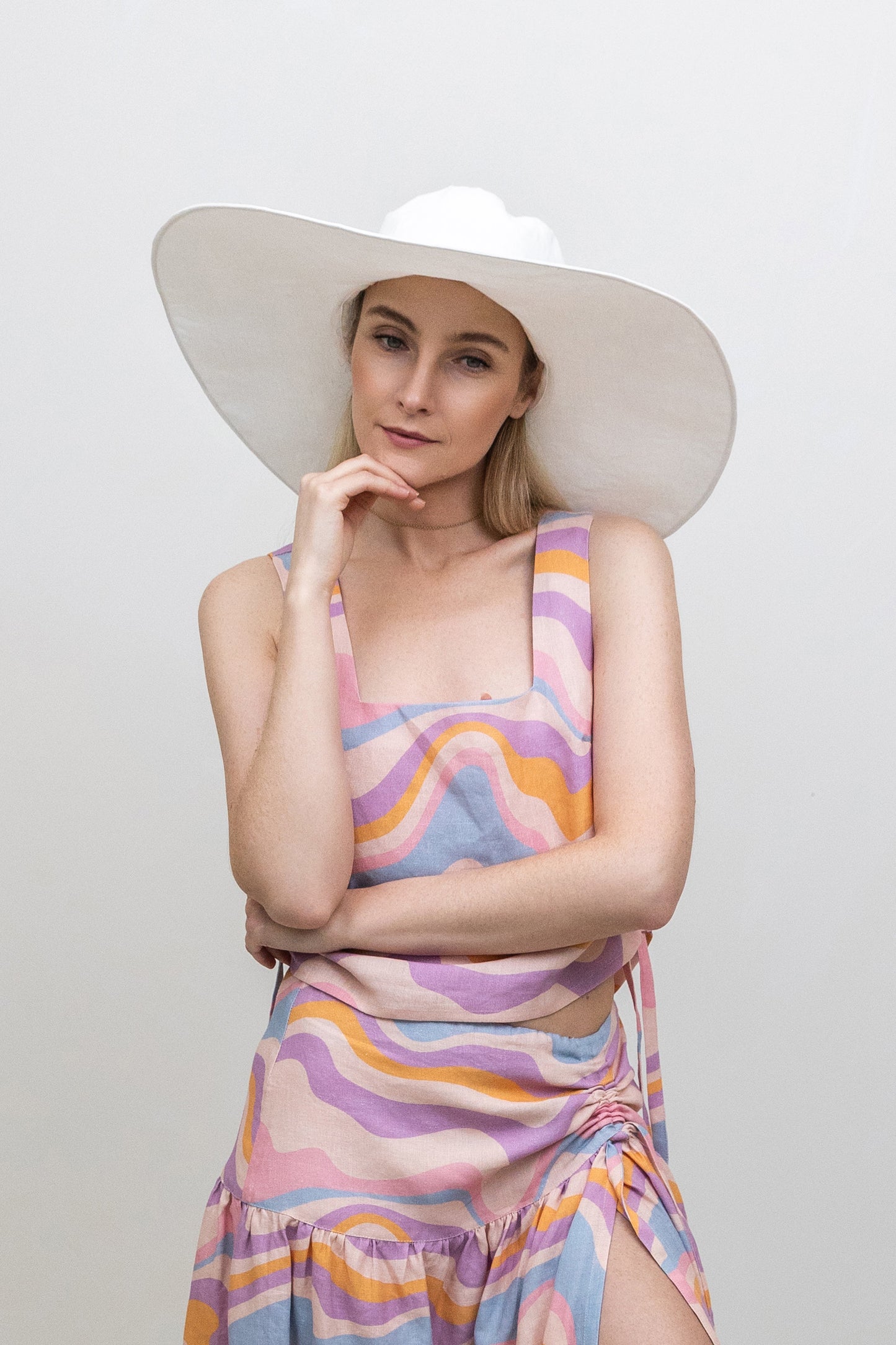 Linen Summer Hat with Extra Wide Brim