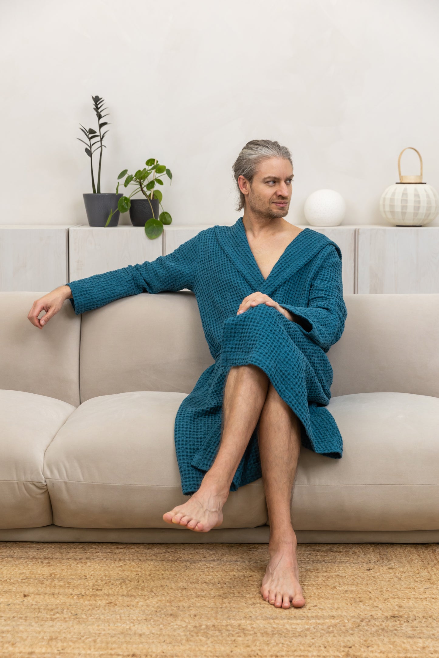 Unisex Linen Waffle Bathrobe