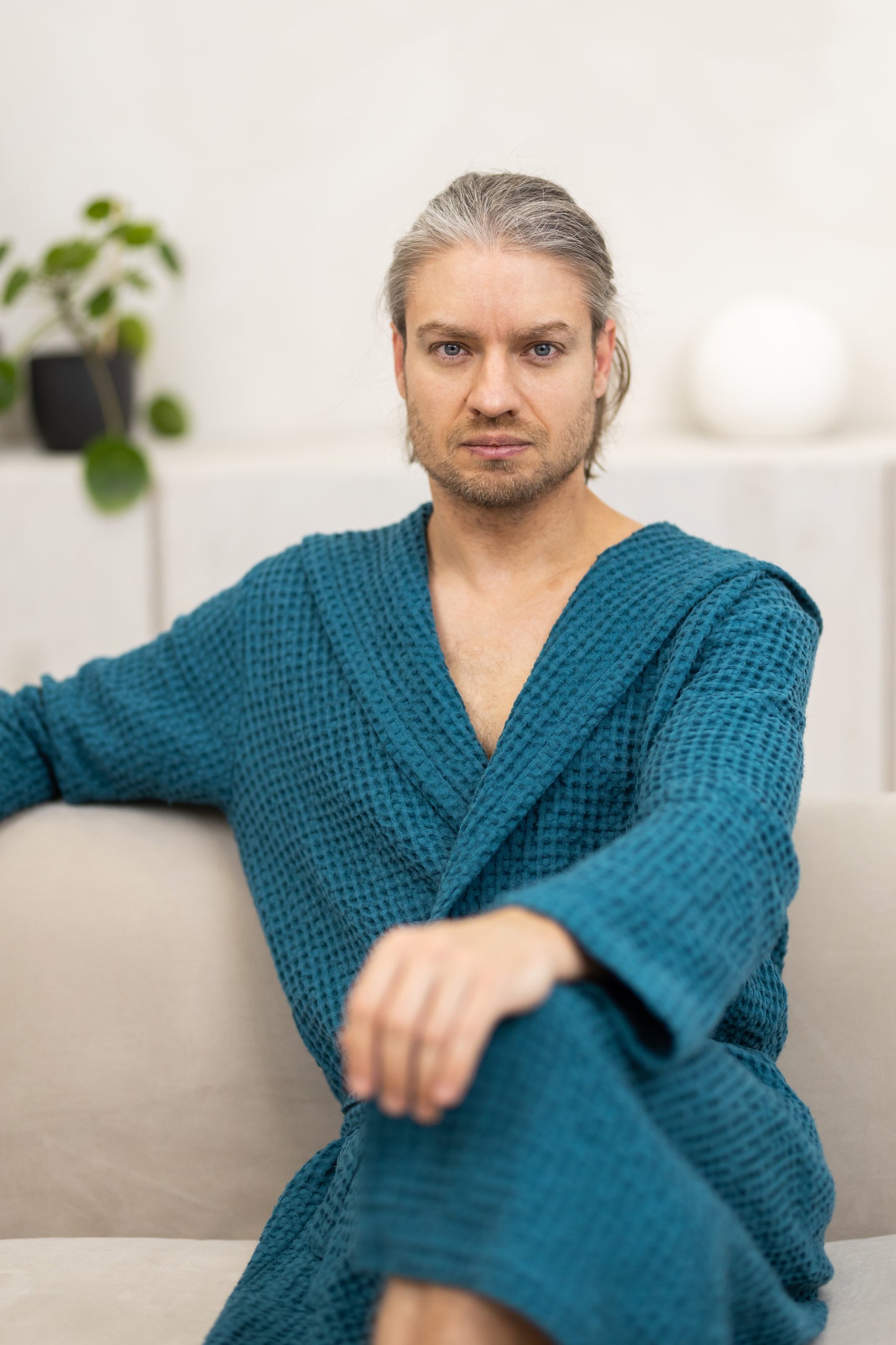 Unisex Linen Waffle Bathrobe