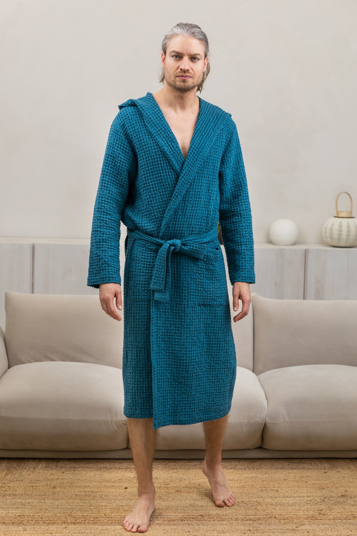 Unisex Linen Waffle Bathrobe