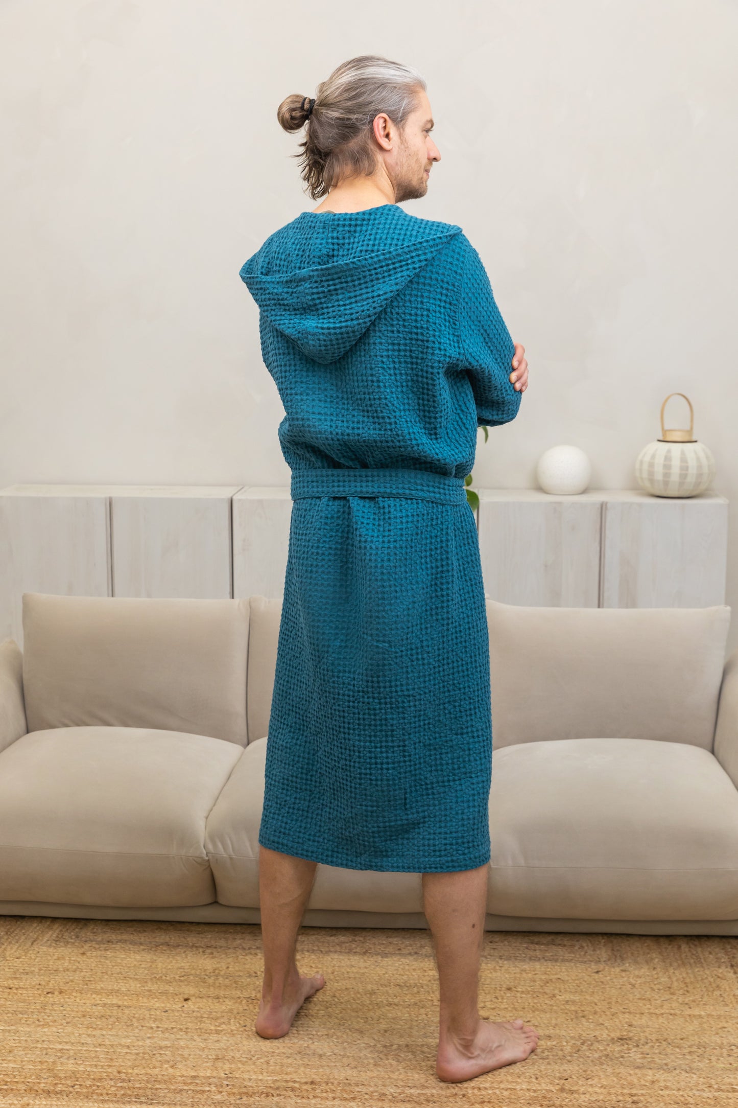 Unisex Linen Waffle Bathrobe