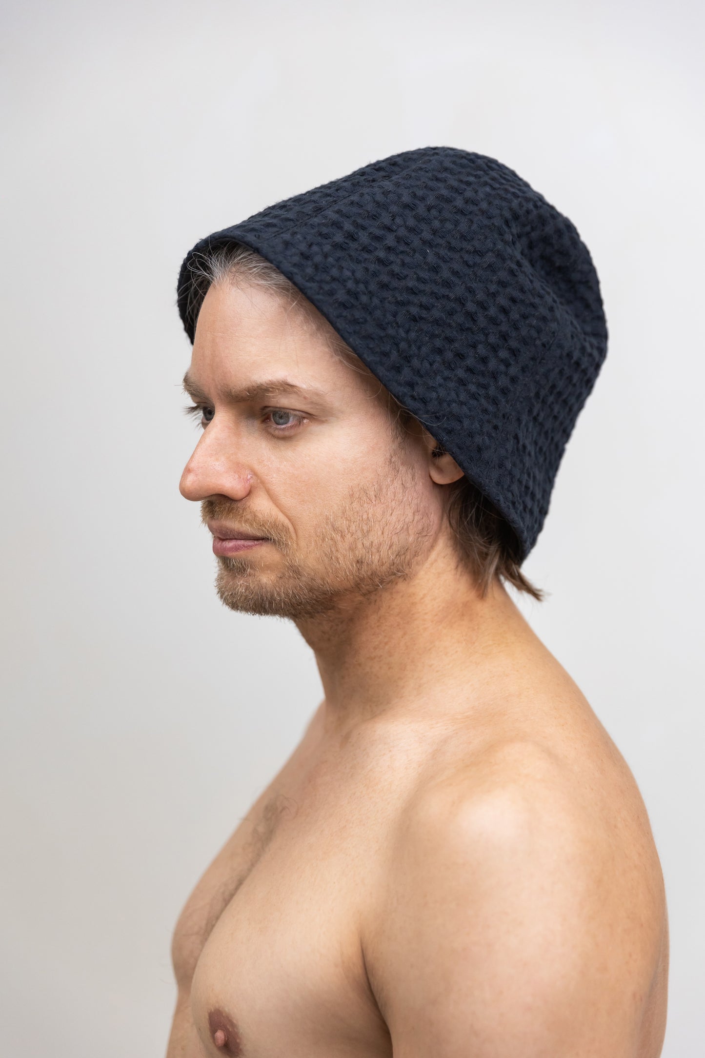 Unisex Waffle Linen Sauna Hat with Hook