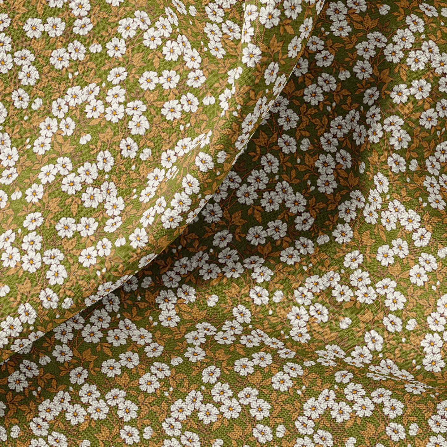 Retro Print Linen By The Yard or Meter, Retro Ditsy Flowers Print Linen Fabric For Clothing, Bedding, Curtains, Pillow Covers & Upholstery