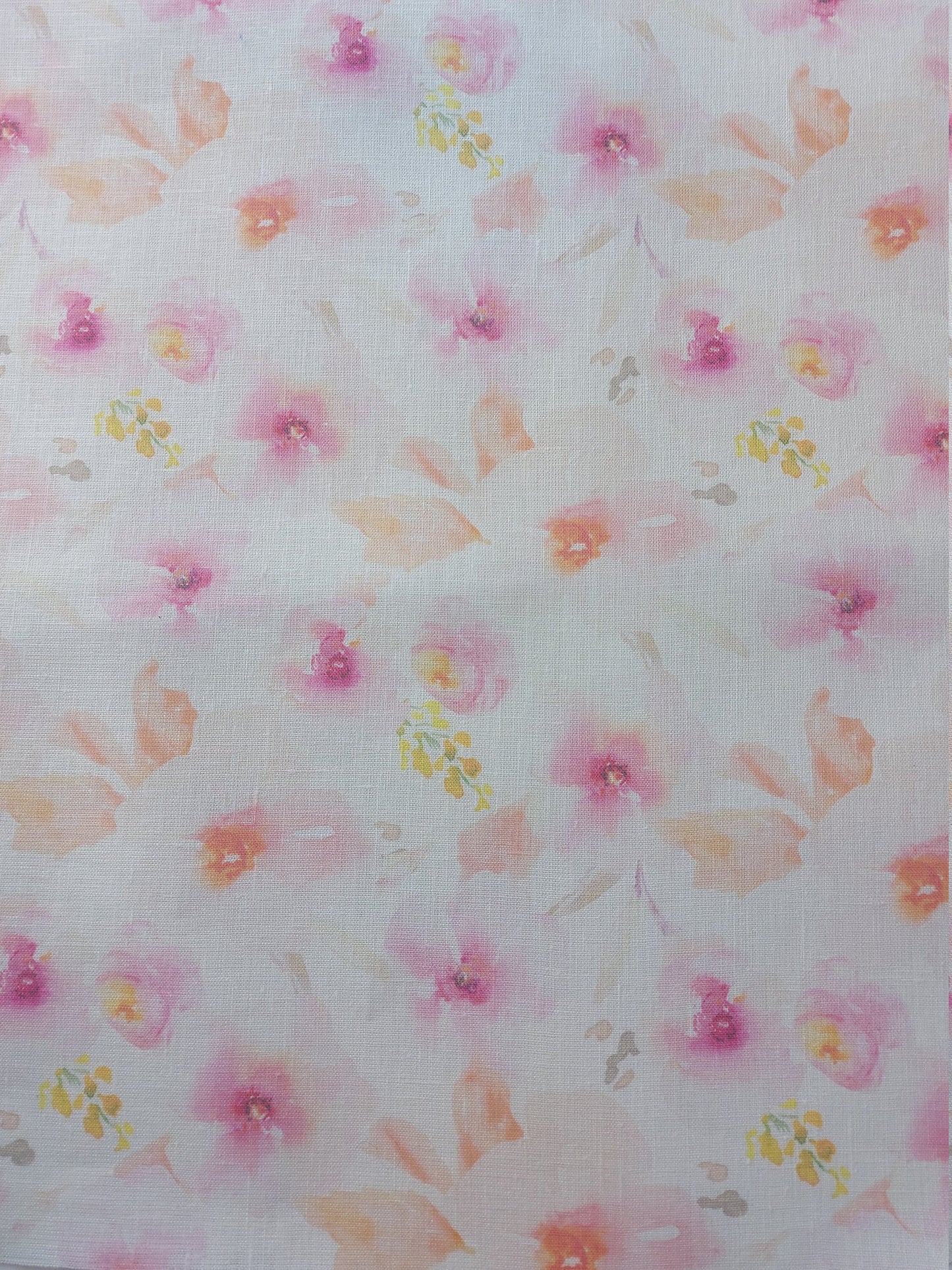 Floral Linen Fabric By The Yard Natural Printed Linen Fabric By The Yard For Clothing & Home Textile - Width 148 cm/1.62yd