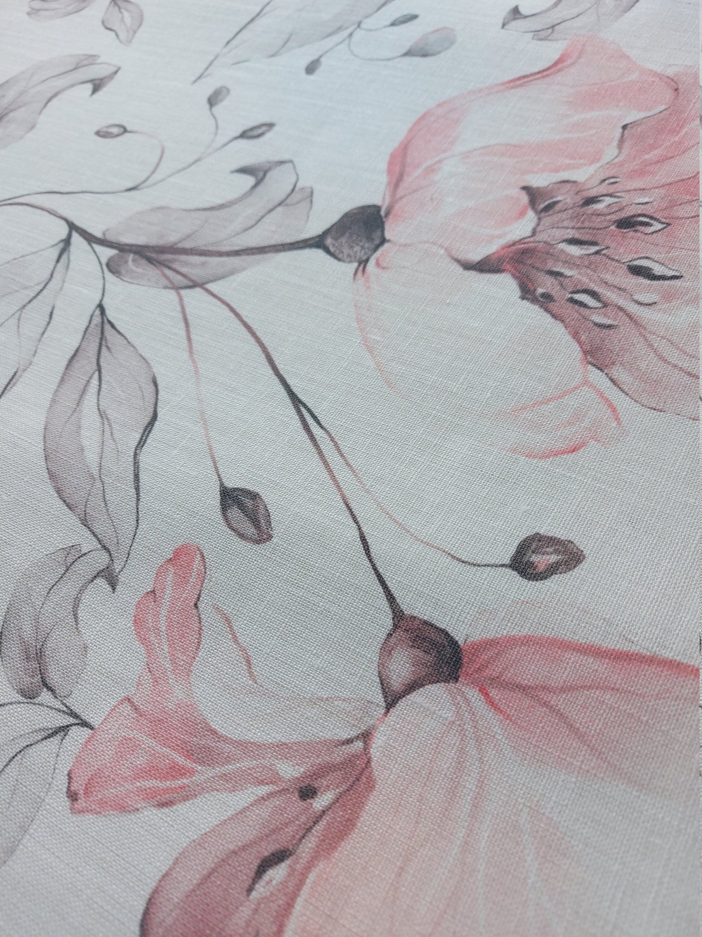 Floral Linen Fabric By The Yard Natural Printed Linen Fabric By The Yard For Clothing & Home Textile - Width 148 cm/1.62yd