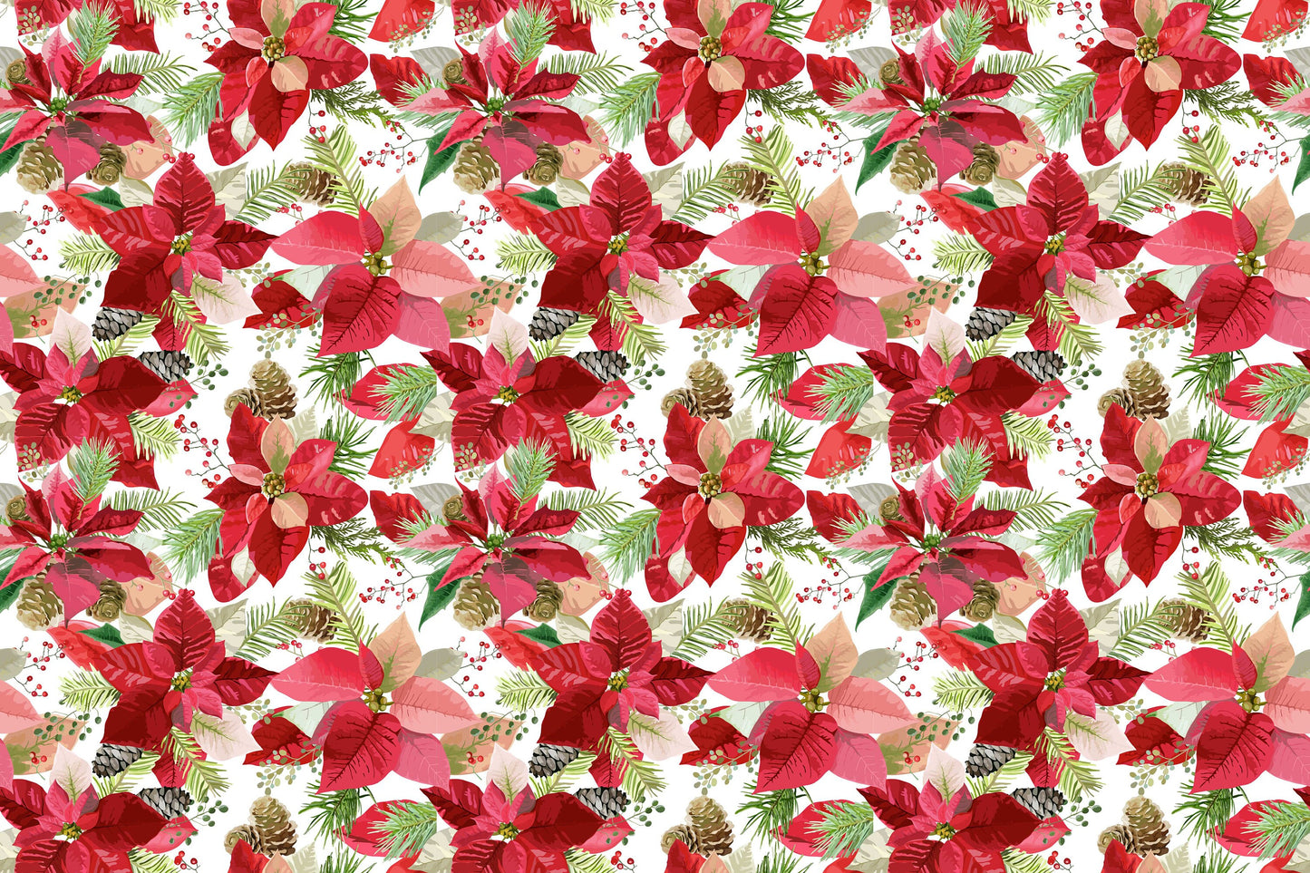 Christmas Linen By The Yard, Poinsettia Print Linen Fabric For Bedding, Curtains, Dresses, Clothing, Table Cloth & Pillow Covers