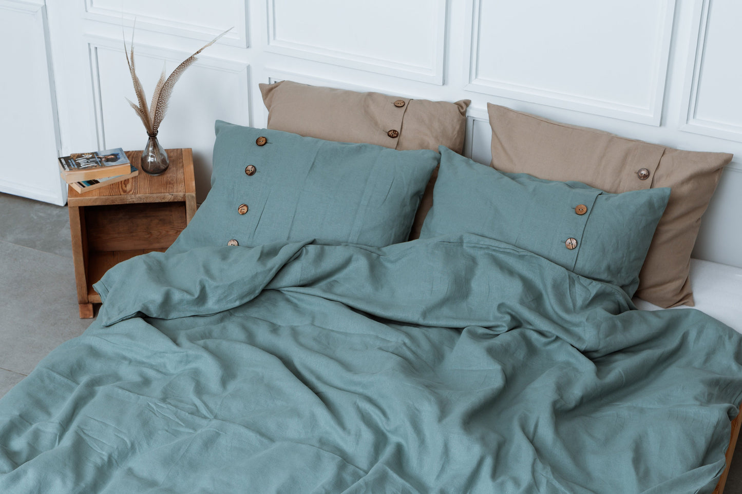 Dusty Blue Linen Duvet Cover Set