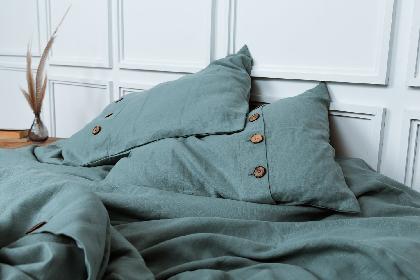 Dusty Blue Linen Duvet Cover Set