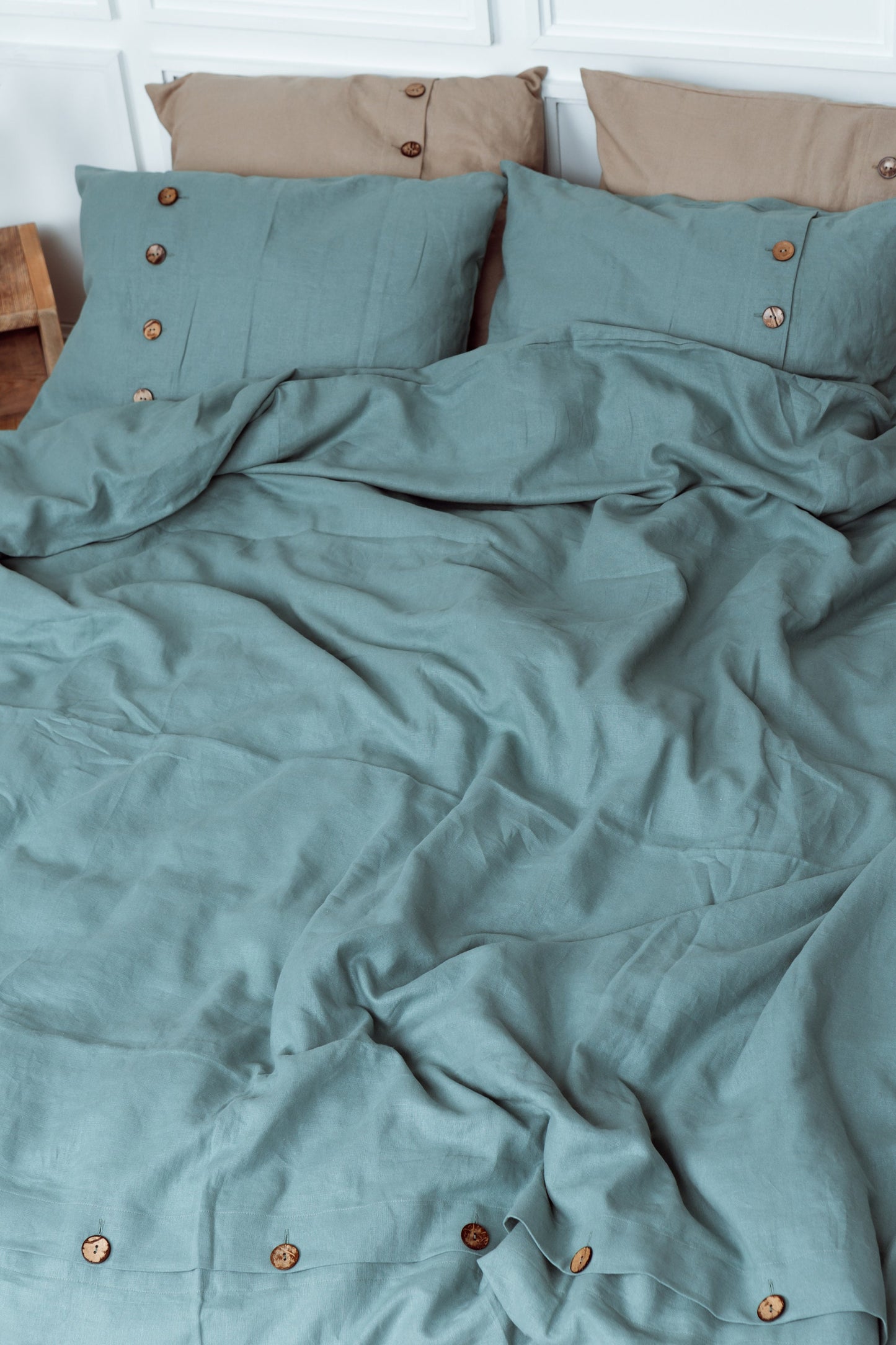 Dusty Blue Linen Duvet Cover Set