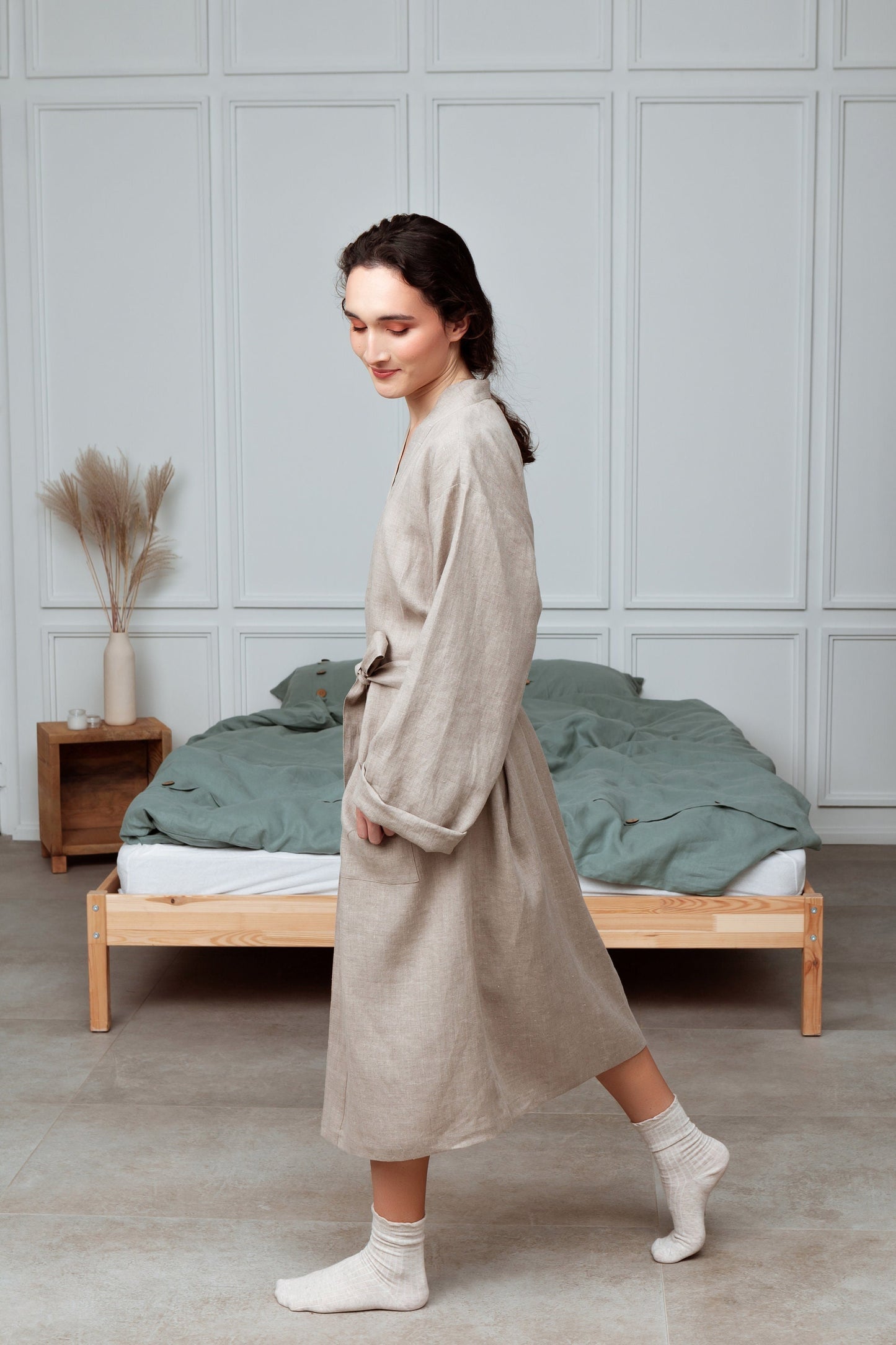 Extremely Soft Natural Linen Bathrobe