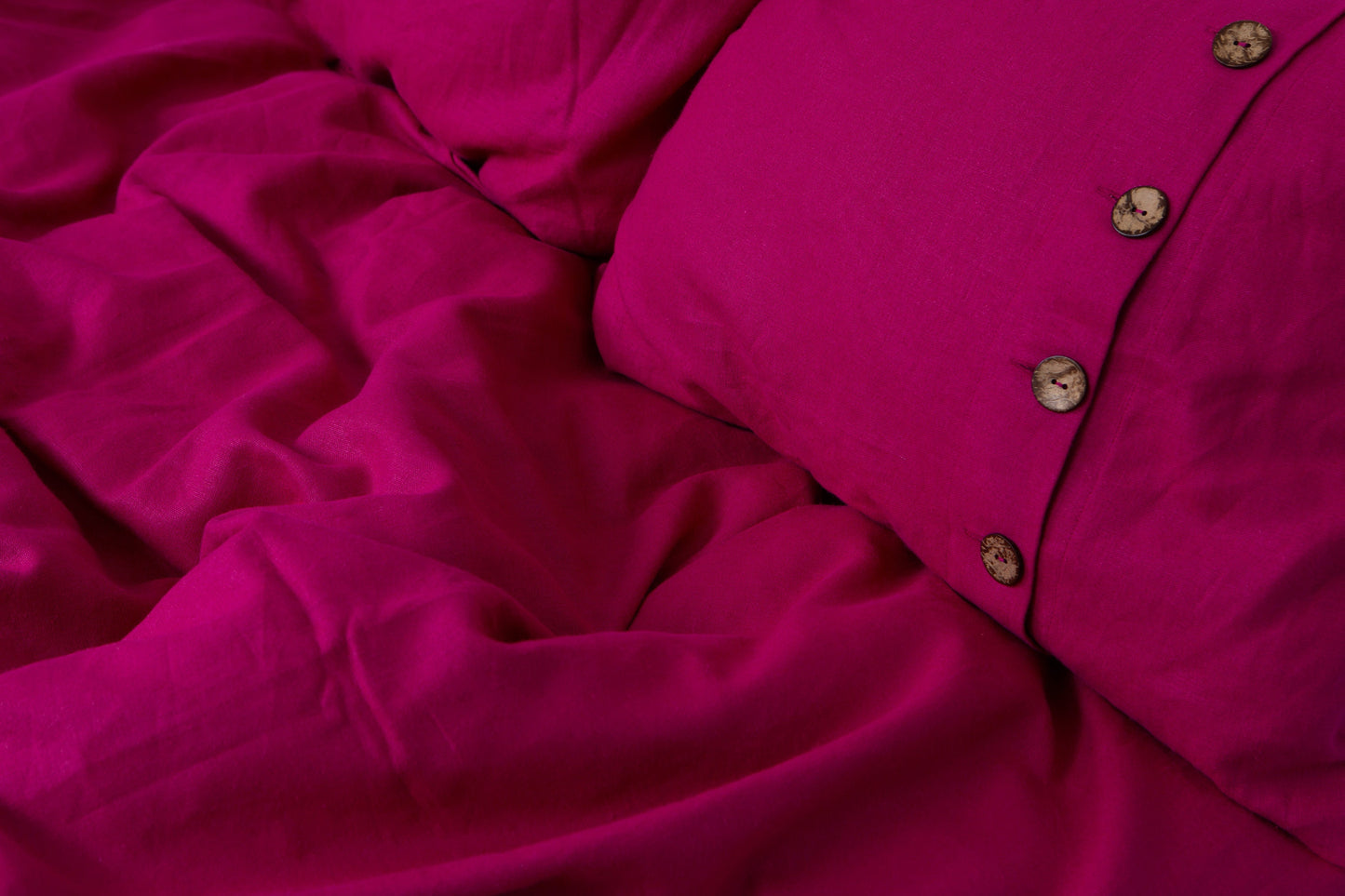 Magenta Linen Duvet Cover Set