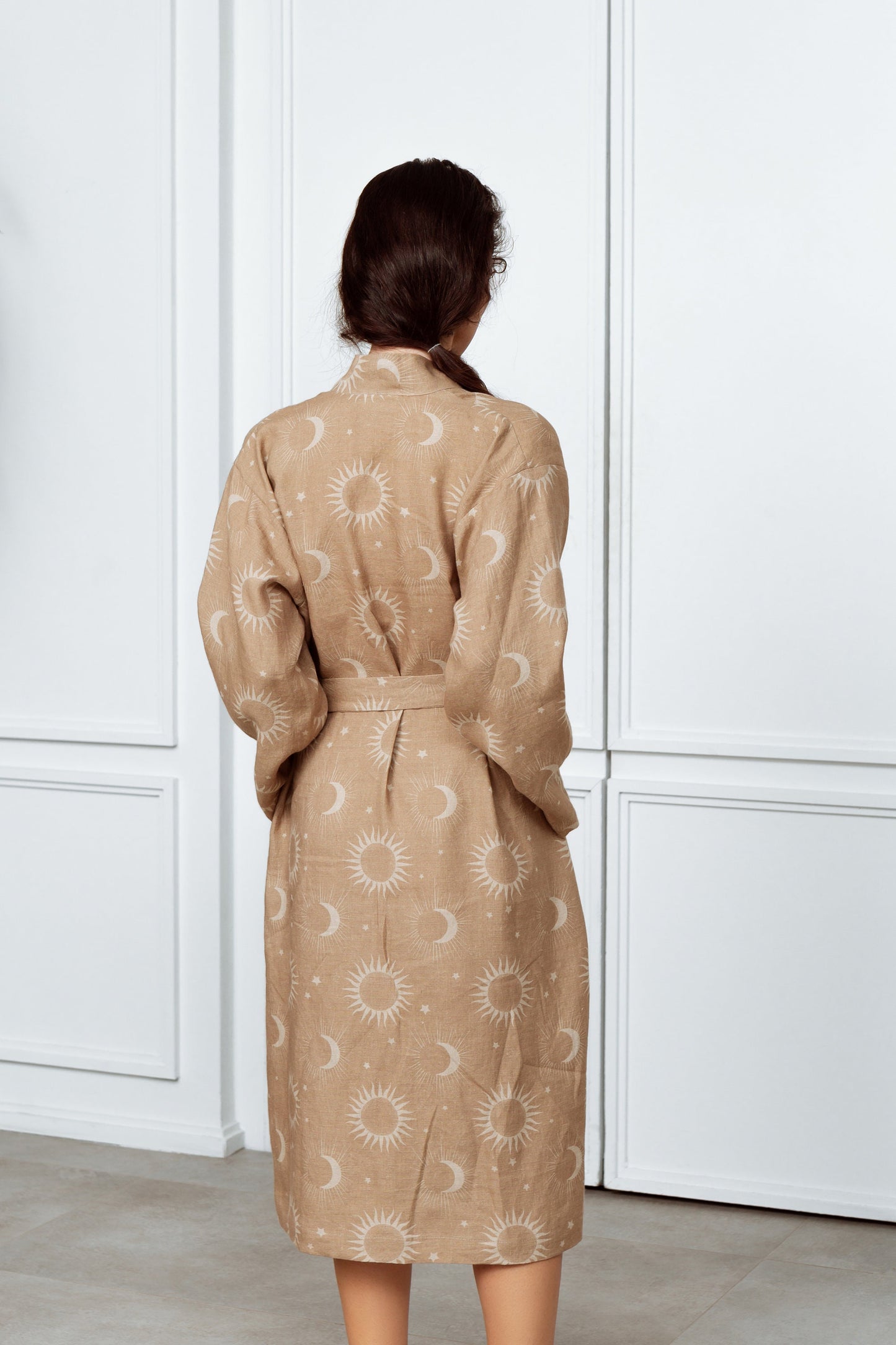 Extremely Soft Linen Bathrobe with a Print