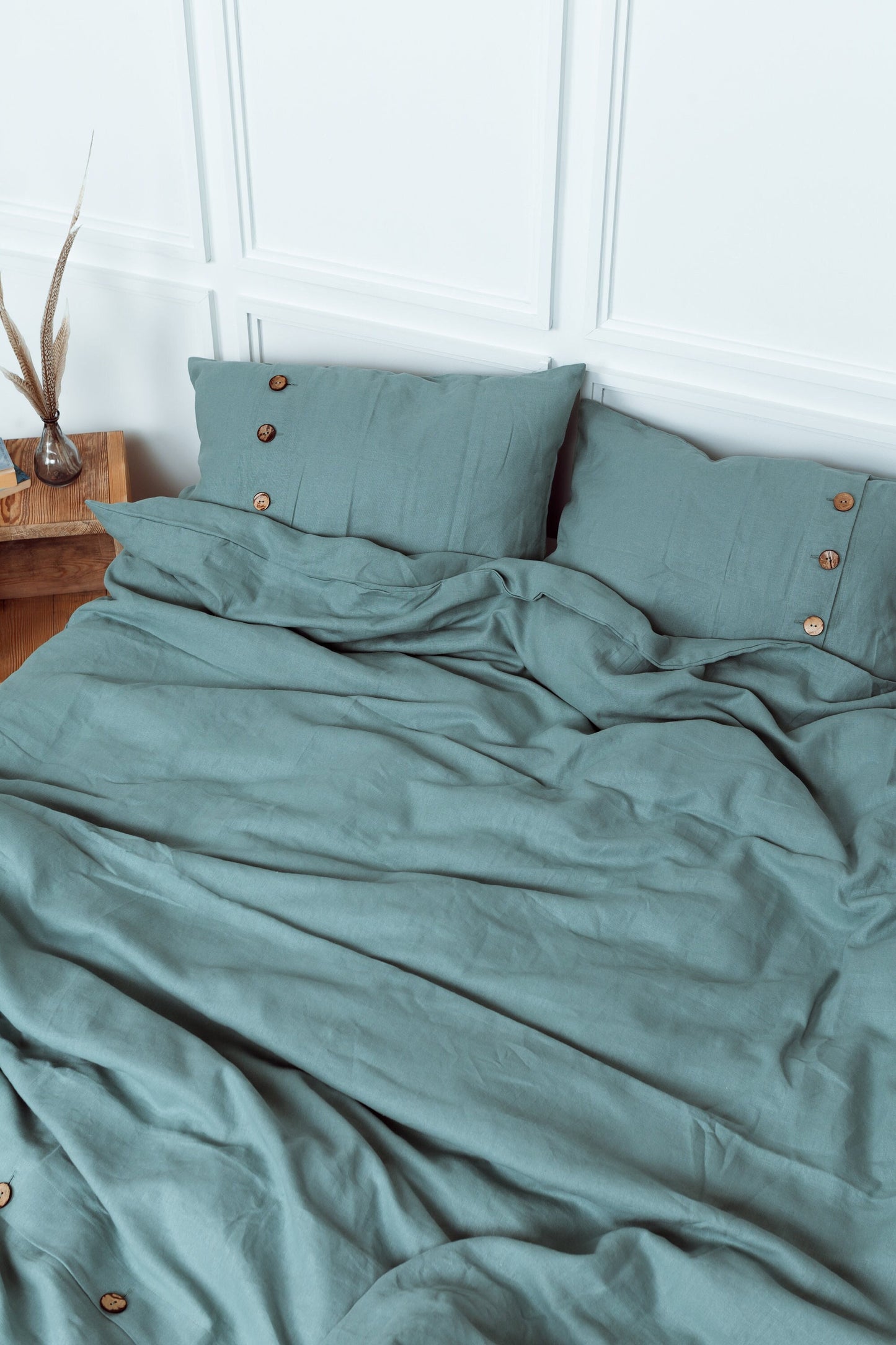 Dusty Blue Linen Duvet Cover Set