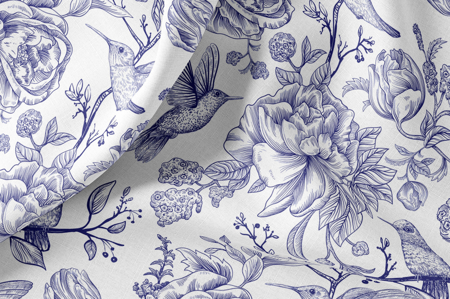 Vintage Linen By The Yard French Toile de Jouy  Print Linen Fabric For Bedding, Curtains, Dresses, Clothing, Table Cloth & Pillow Covers