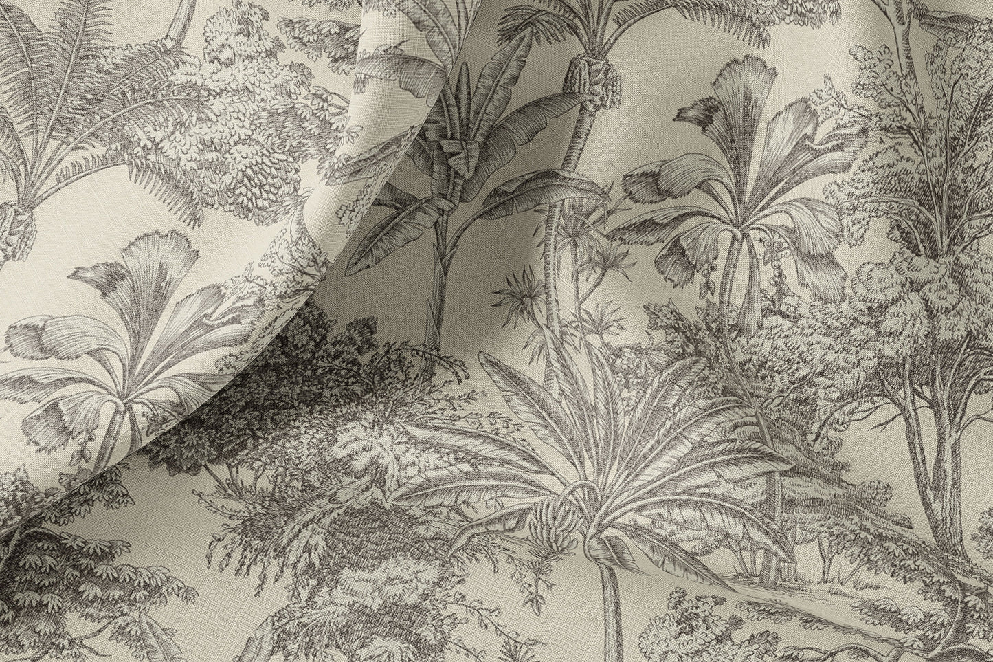 Vintage Linen By The Yard or Meter, Vintage Tropical Print Linen Fabric For Bedding, Curtains, Clothing, Table Cloth & Pillow Covers