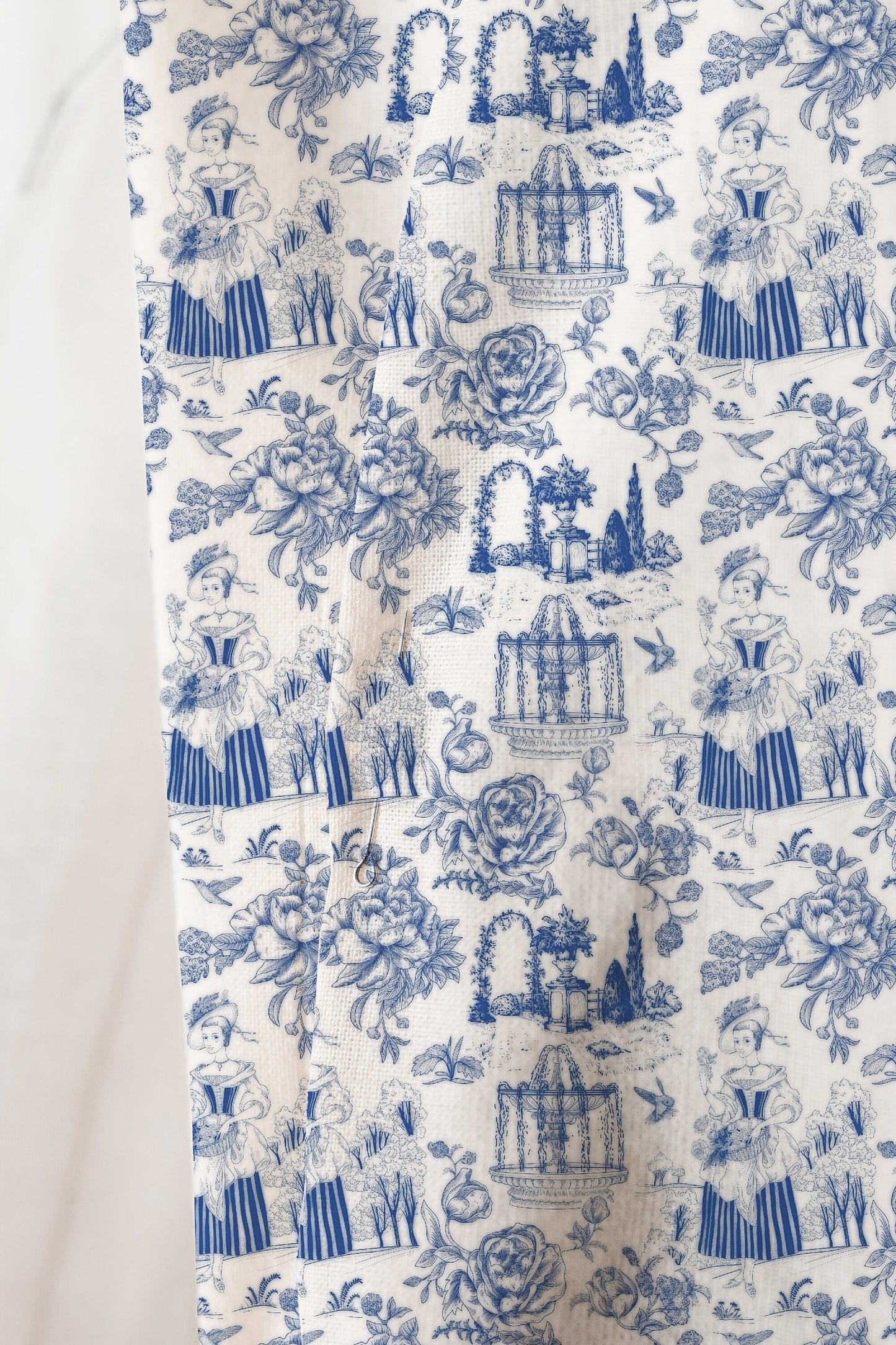 Vintage Linen By The Yard French Toile de Jouy  Print Linen Fabric For Bedding, Curtains, Dresses, Clothing, Table Cloth & Pillow Covers