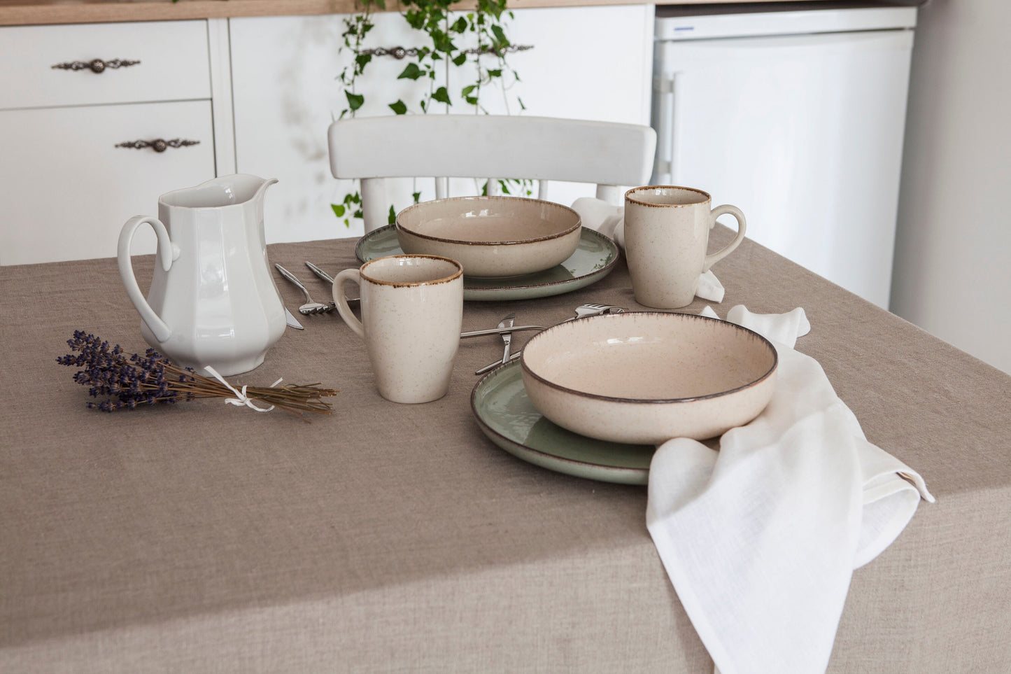 Natural undyed linen tablecloth