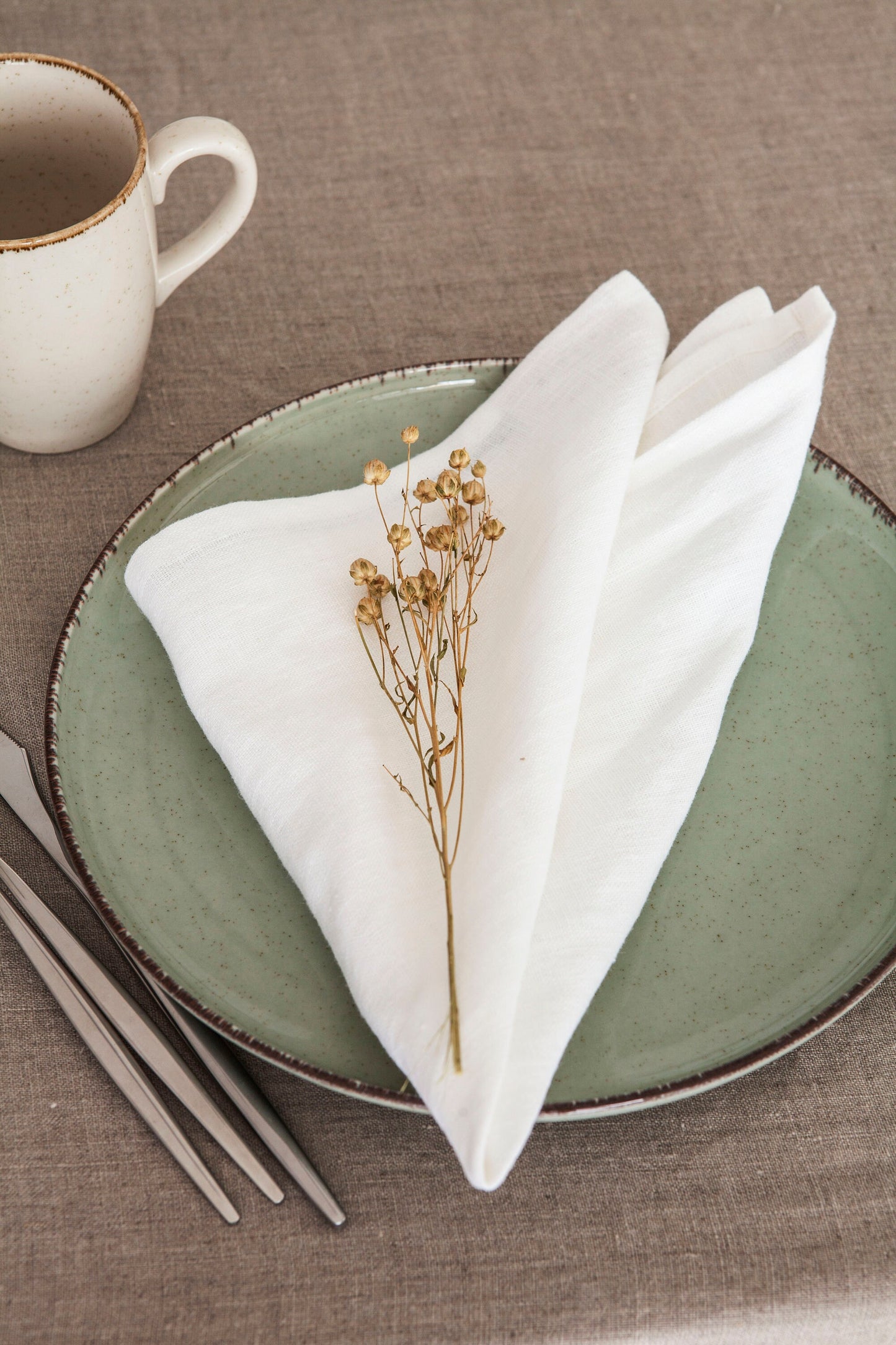 Natural undyed linen tablecloth