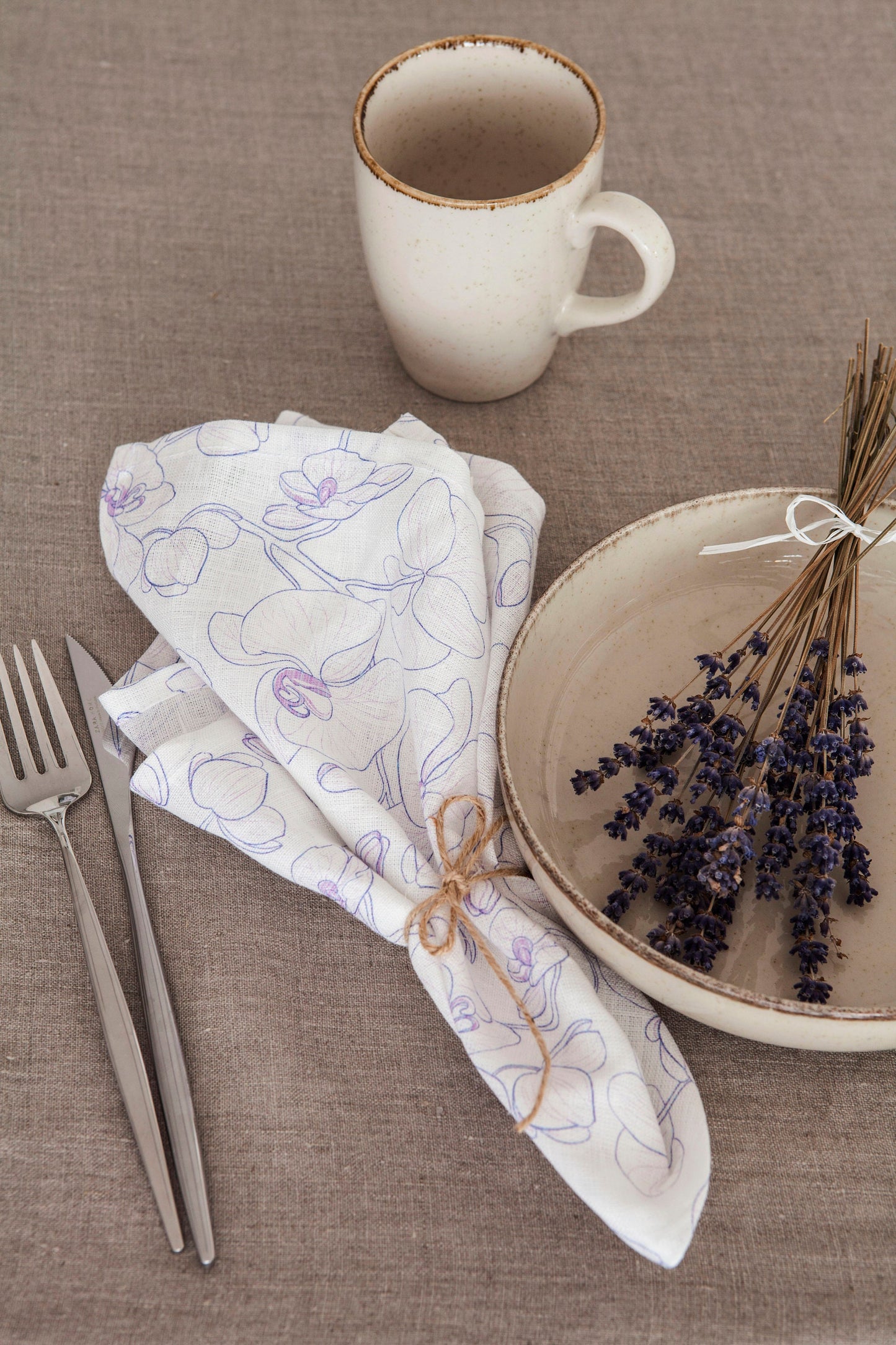 Natural undyed linen tablecloth