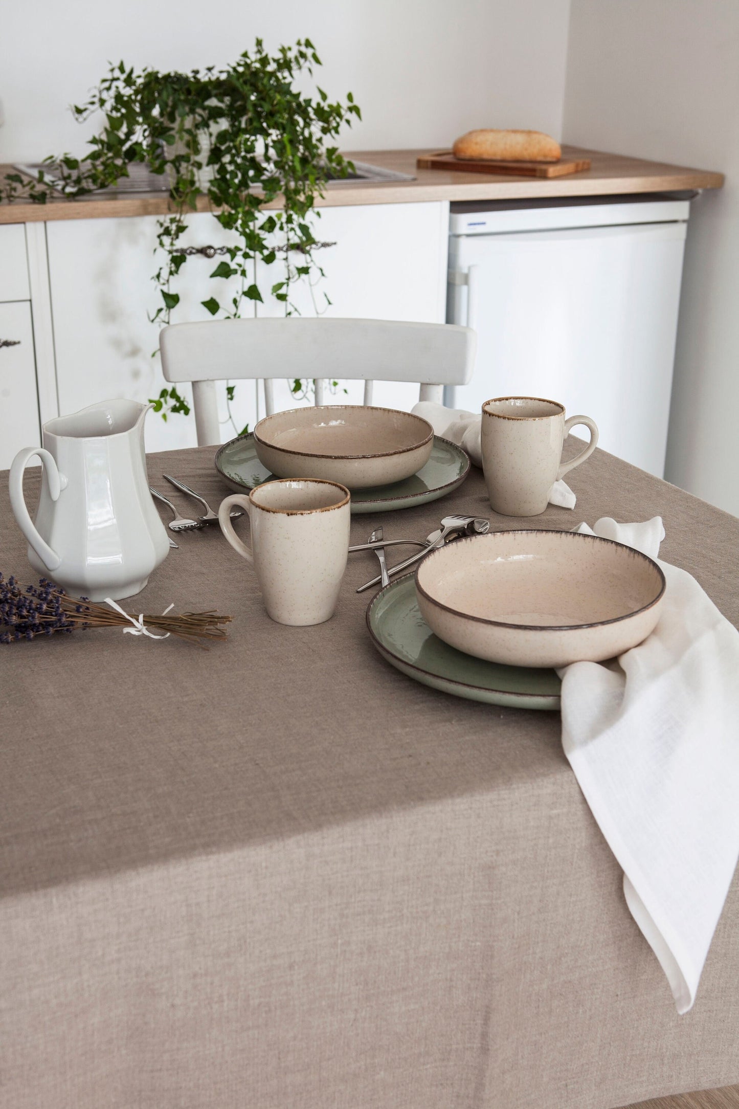 Natural undyed linen tablecloth